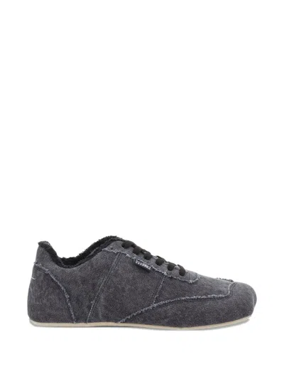 Mm6 Maison Margiela Anatomic Canvas Sneaker Contrast Stitching Rubber Sole In Gray