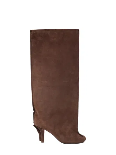Mm6 Maison Margiela Anatomic Kitten Heel Suede Boots In Grey