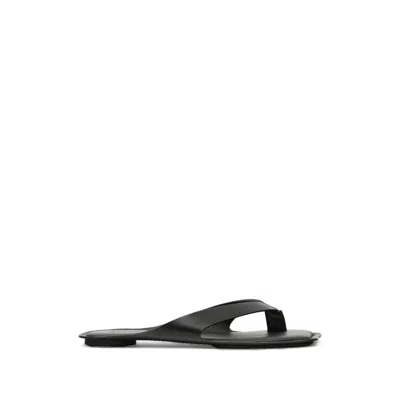 Mm6 Maison Margiela Anatomic Leather Flip Flops In Black