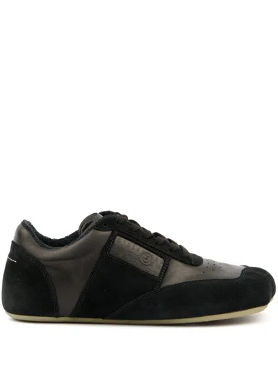 Mm6 Maison Margiela Black Leather And Suede Anatomic Sneakers