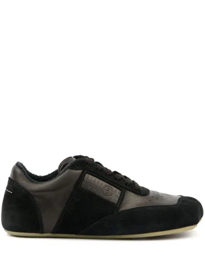 Mm6 Maison Margiela Black Leather And Suede Anatomic Sneakers