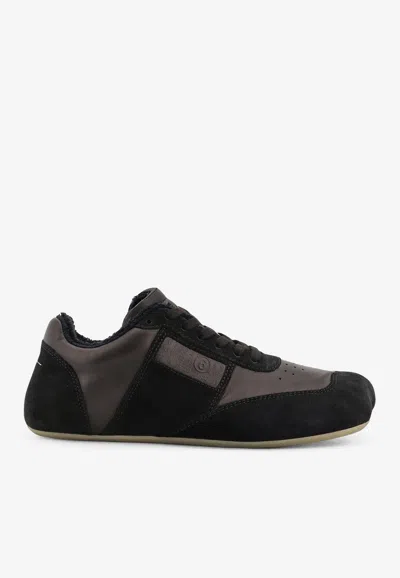 Mm6 Maison Margiela Black Leather And Suede Anatomic Sneakers