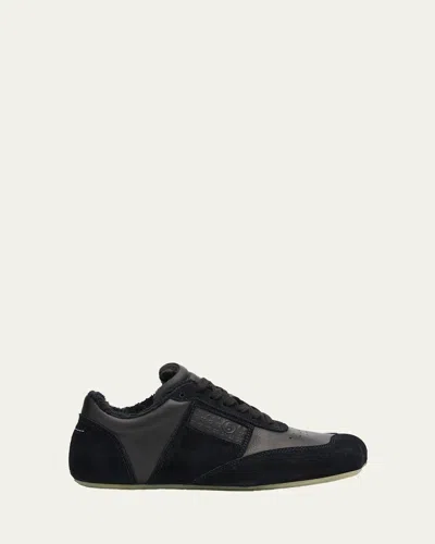 Mm6 Maison Margiela Anatomic Mixed Leather Sneakers In Black