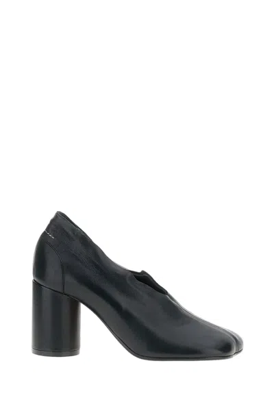 Mm6 Maison Margiela Anatomic Nappa Leather Court Pumps With Cylindrical Heel In Black