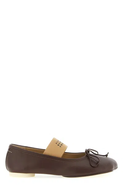 Mm6 Maison Margiela Anatomic Numeric Ballet Flats In Brown