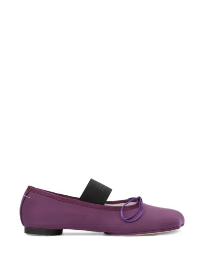 Mm6 Maison Margiela Anatomic Numeric Bow-detail Ballet Flats In Purple