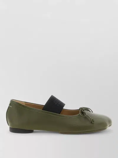 Mm6 Maison Margiela Anatomic Numeric Bow Detail Casual Ballerinas In Green