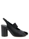Mm6 Maison Margiela Anatomic Numeric Slingback Peep Toe Block Heel In Black