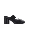 Mm6 Maison Margiela Mm6 By Maison Margiela Anatomical Black Goat Leather Sandals With Bow Detail In Black