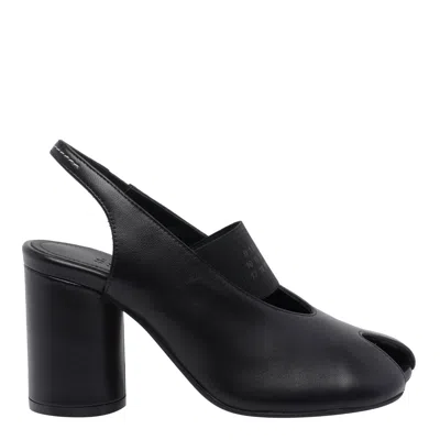 Mm6 Maison Margiela Anatomic Numeric Slingback Peep Toe Block Heel In Black