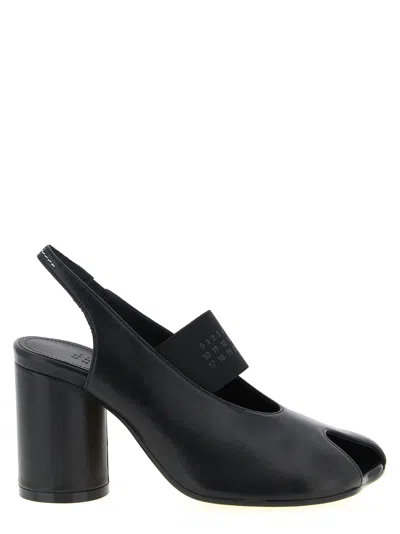 Mm6 Maison Margiela Sculpted Slingback Sandals With Tabi Split Toe And 8 Cm Heel In Black