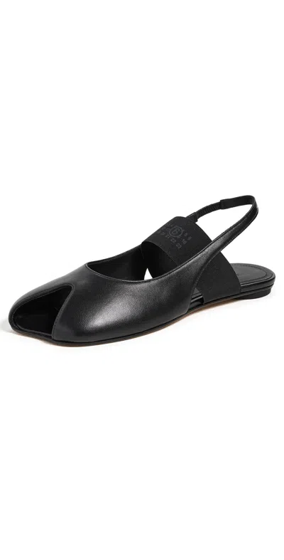 Mm6 Maison Margiela Logo Detailed Open-toe Slingback Sandals In Black