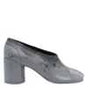 Mm6 Maison Margiela Stylish Block Heel Round Toe Pumps In Silver