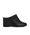 Mm6 Maison Margiela Womens Mm6 Anatomic Slipper Leather Wedge Heel In Black