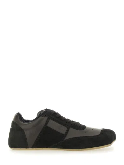 Mm6 Maison Margiela Black Leather And Suede Anatomic Sneakers