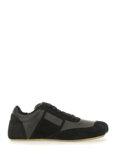 Mm6 Maison Margiela Black Leather And Suede Anatomic Sneakers