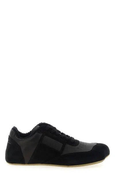 Mm6 Maison Margiela Black Leather And Suede Anatomic Sneakers