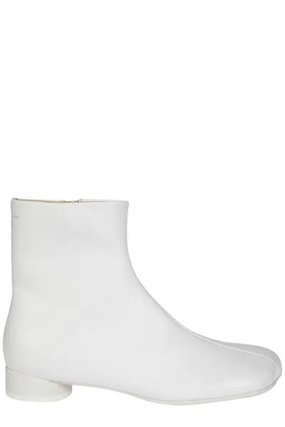 Mm6 Maison Margiela Anatomic Square Toe Ankle Boots In Bianco
