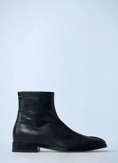 Mm6 Maison Margiela Anatomic Stitch Leather Boots In Black