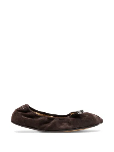 Mm6 Maison Margiela Anatomic Suede Ballet Flats In Brown