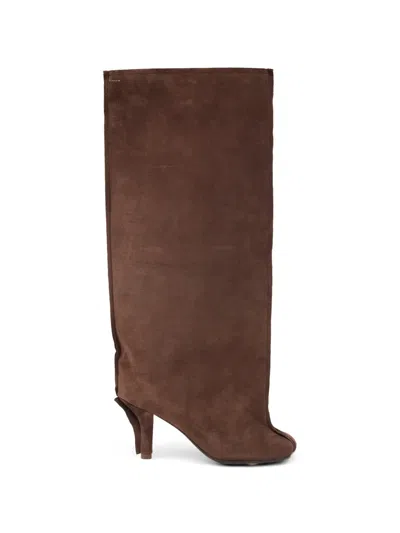 Mm6 Maison Margiela Suede Knee-high Boots In Brown