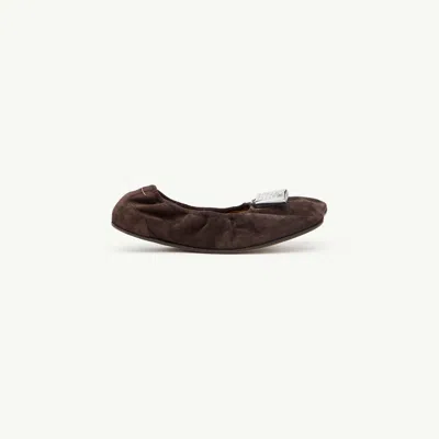 Mm6 Maison Margiela Anatomic Travel Ballerinas In Suede In Brown