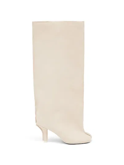 Mm6 Maison Margiela Off-white Suede Anatomic Tube Boots In Neutral