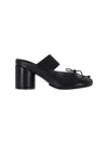 Mm6 Maison Margiela Anatomical Black Goat Leather Sandals With Bow Detail In Black