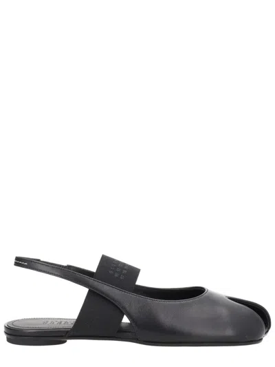 Mm6 Maison Margiela Logo Detailed Open-toe Slingback Sandals In Black