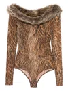 Mm6 Maison Margiela Animal-print Bodysuit In Brown