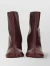 Mm6 Maison Margiela Ankle Block Heel Round Toe Smooth Boots