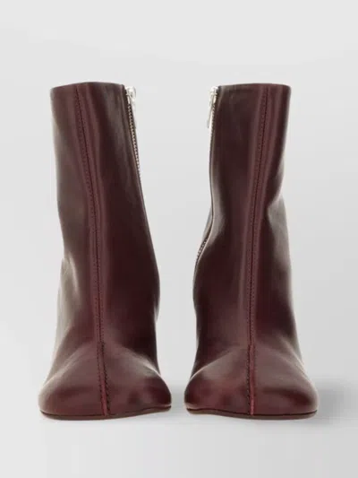 Mm6 Maison Margiela Ankle Block Heel Round Toe Smooth Boots