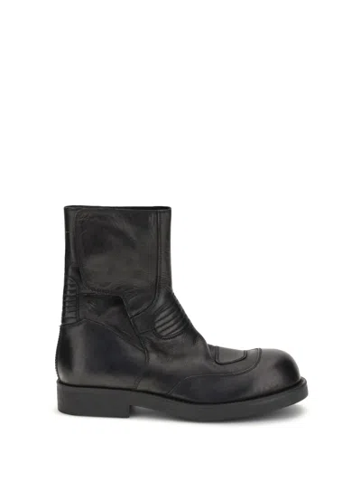 Mm6 Maison Margiela Leather Biker Boot In Black