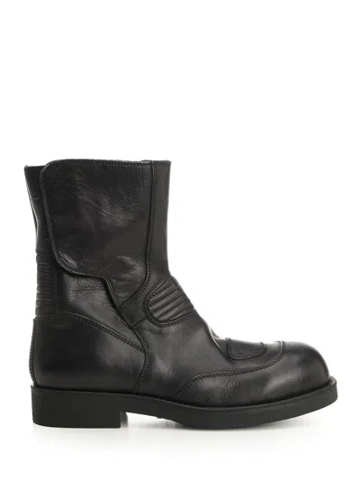 Mm6 Maison Margiela Leather Biker Boot In Black