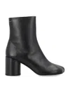 Mm6 Maison Margiela Round Toe Leather Ankle Boots With Seam Detailing In Black