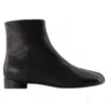Mm6 Maison Margiela Logo Embroidered Block Heel Ankle Boots In Black