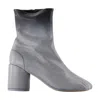 Mm6 Maison Margiela Stylish Block Heel Leather Ankle Boots In Gray