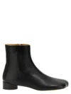 Mm6 Maison Margiela Logo Embroidered Block Heel Ankle Boots In Black