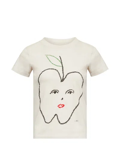Mm6 Maison Margiela Apple-print T-shirt In Neutral