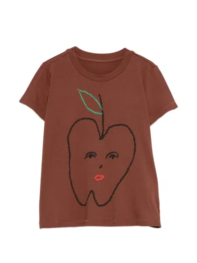 Mm6 Maison Margiela Apple-print T-shirt In Brown