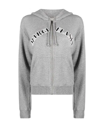 Mm6 Maison Margiela Appliqué Logo Zip-up Hoodie In Gray