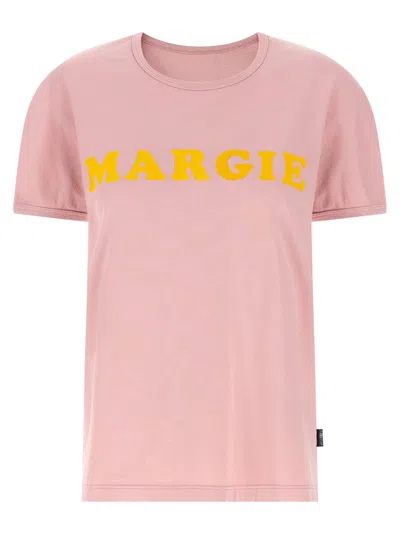 Mm6 Maison Margiela Arc Motif Short Sleeve Round Neck T-shirt In Pink