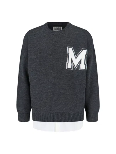Mm6 Maison Margiela Architectural Wool-acrylic Sweater In Black