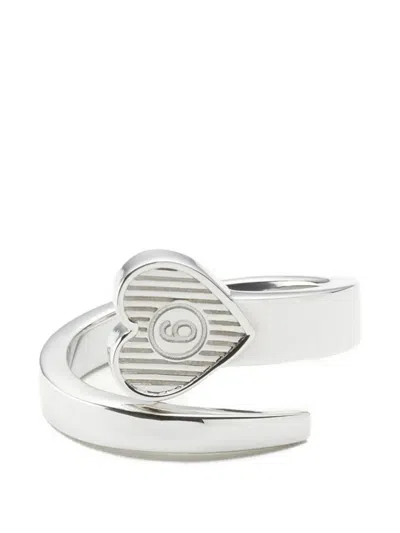 Mm6 Maison Margiela Arrow Heart Open Ring In Silver