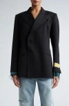 Mm6 Maison Margiela Asymmetric Contrast Cuff Blazer In Black