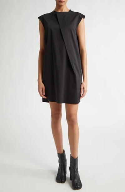 Mm6 Maison Margiela Asymmetric Cotton Minidress In Black