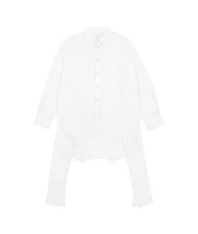 Mm6 Maison Margiela Asymmetric Cotton Shirt Dress In White