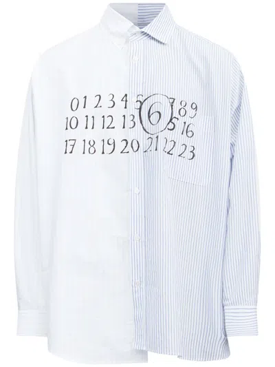 Mm6 Maison Margiela Asymmetric Cotton Shirt In Multicolor