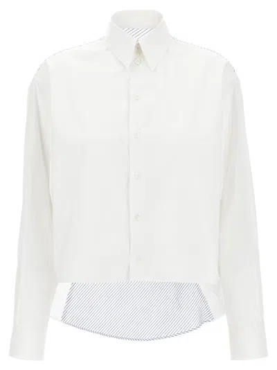 MM6 MAISON MARGIELA ASYMMETRIC CROP SHIRT WITH STRIPED BACK INSERT