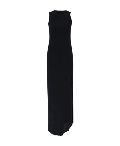 Mm6 Maison Margiela Asymmetric Draped Knitted Dress In Black